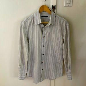 Long sleeve John Varvatos light blue w/little brown stripes